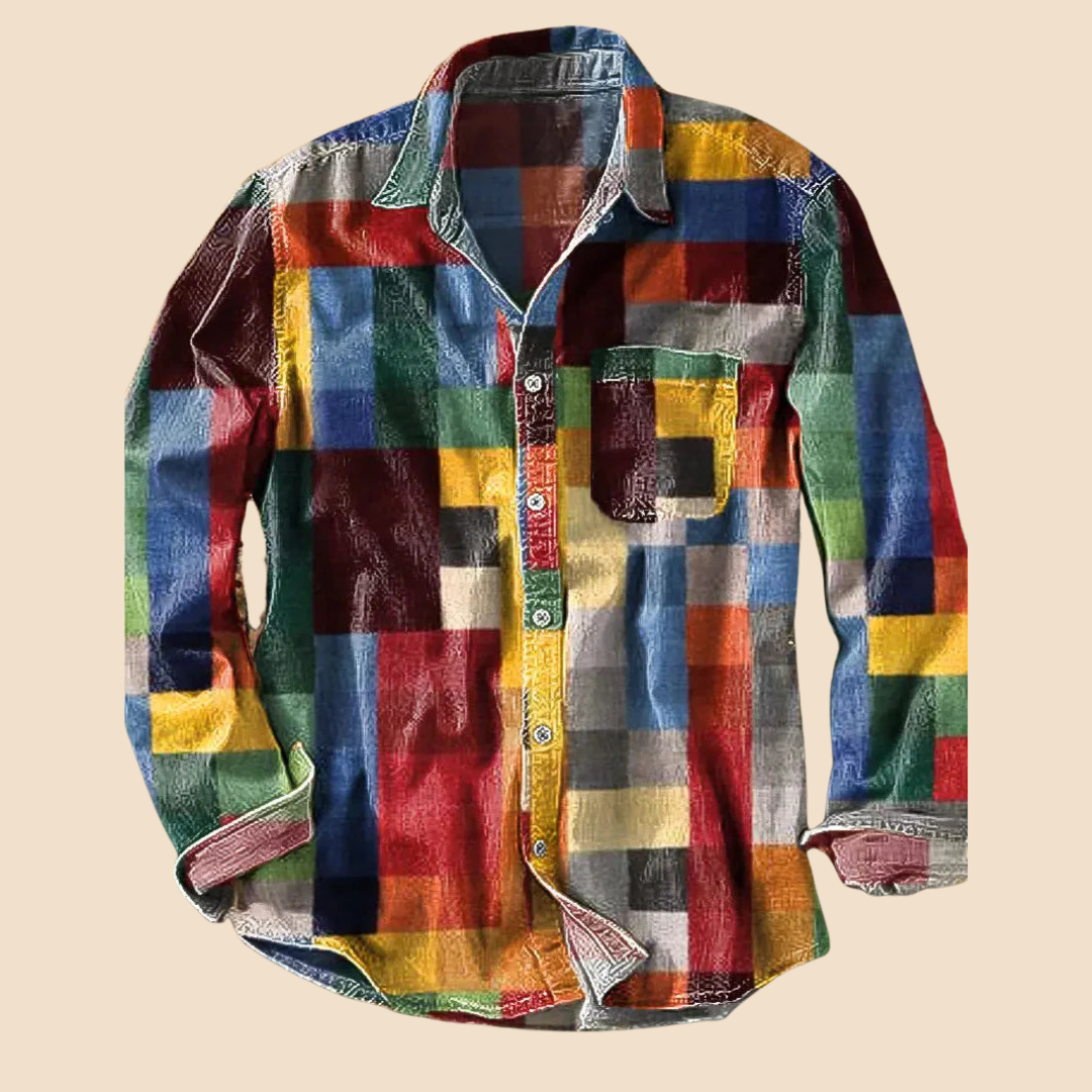 Étoile™ | Chemise vintage à manches longues motif arc-en-ciel
