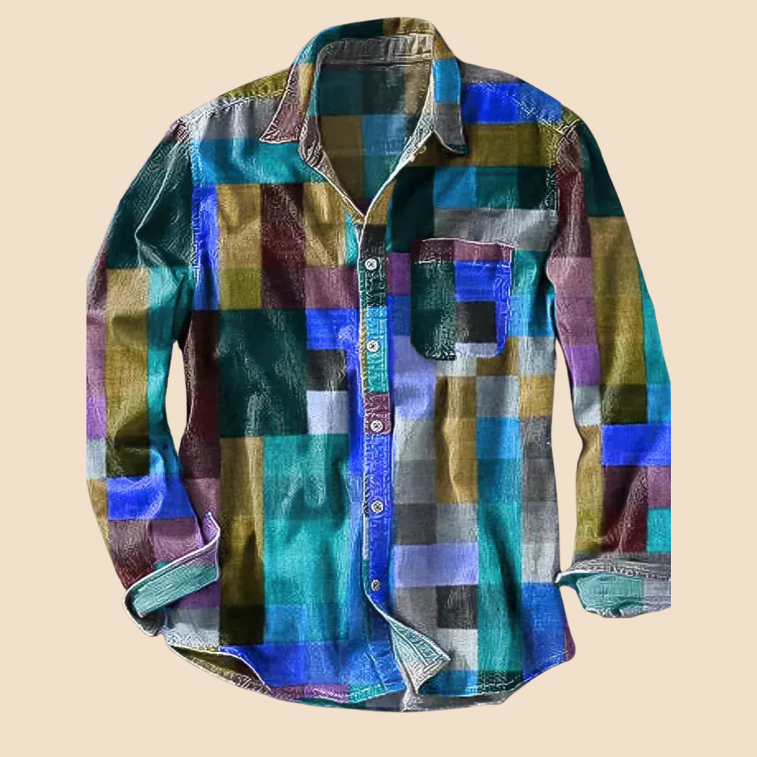 Étoile™ | Chemise vintage à manches longues motif arc-en-ciel