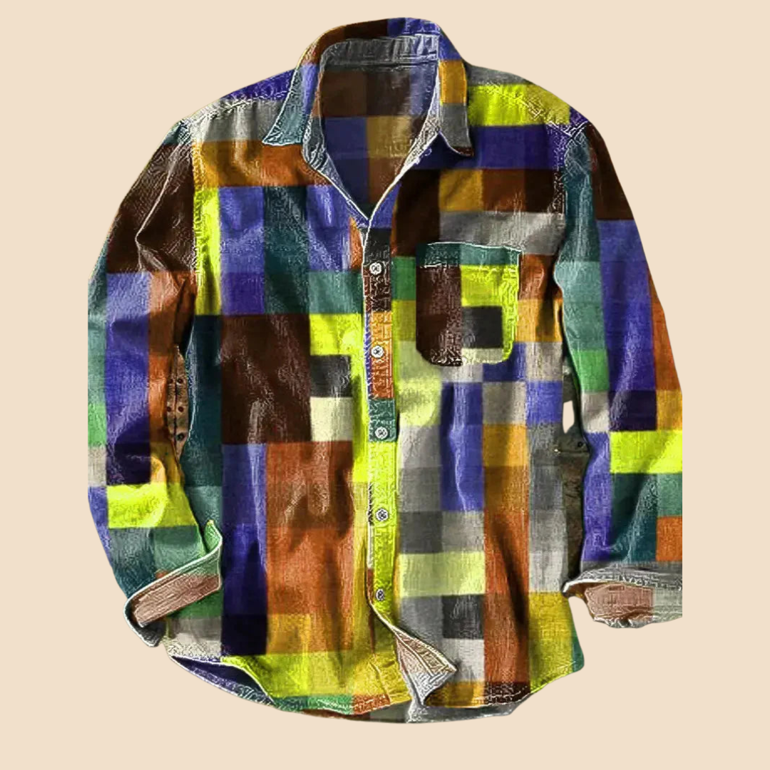 Étoile™ | Chemise vintage à manches longues motif arc-en-ciel