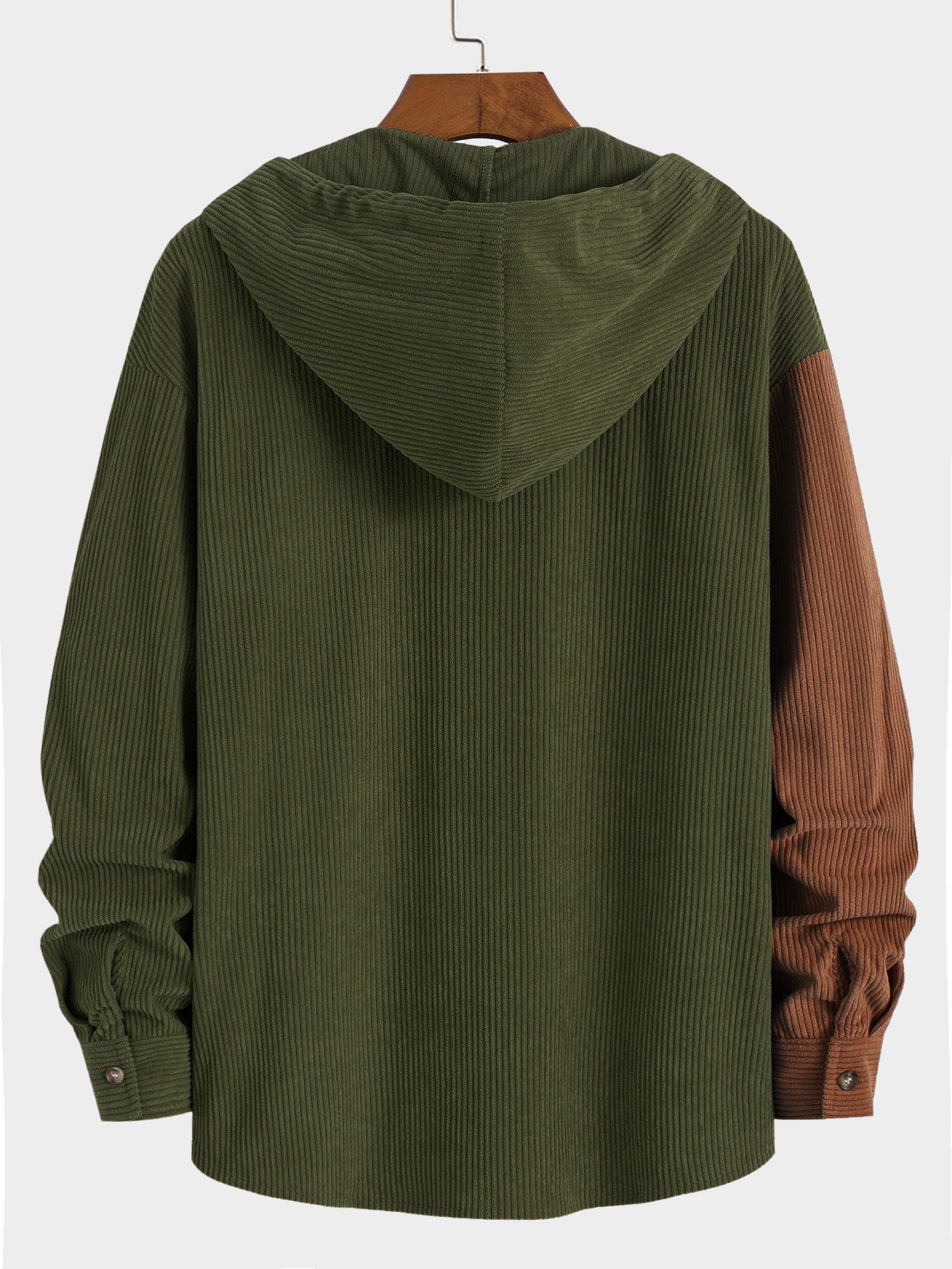 Relax Fit Colorblock Corduroy Hooded Shirt