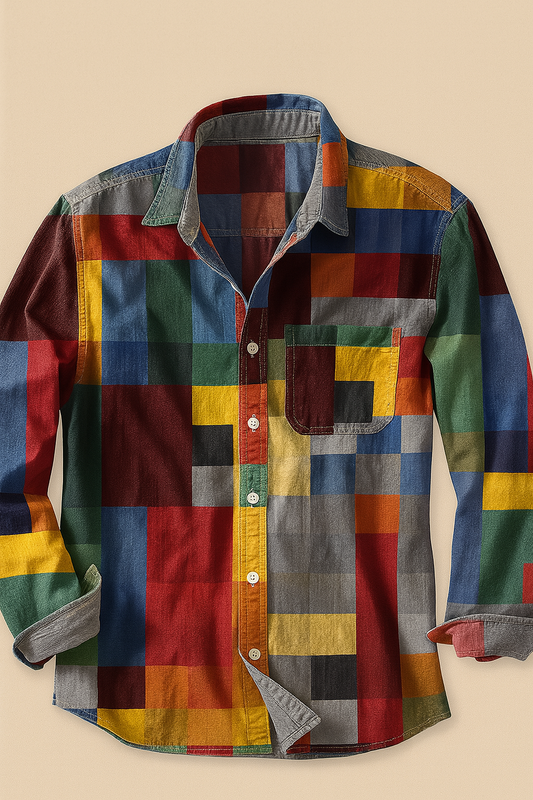 Étoile™ | Chemise vintage à manches longues motif arc-en-ciel