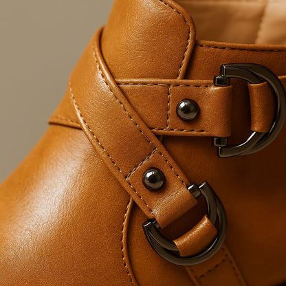 Valara Cross-Buckle Boots