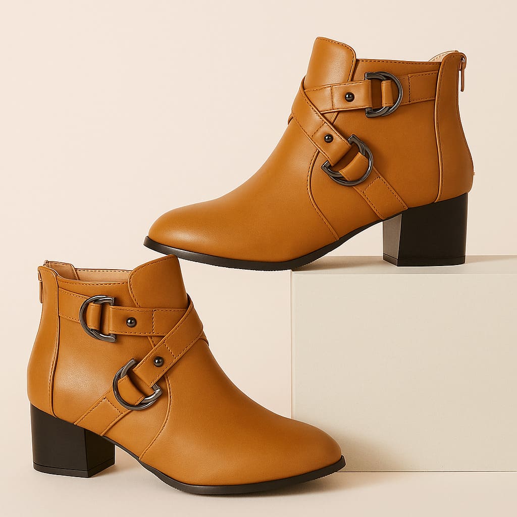 Valara Cross-Buckle Boots