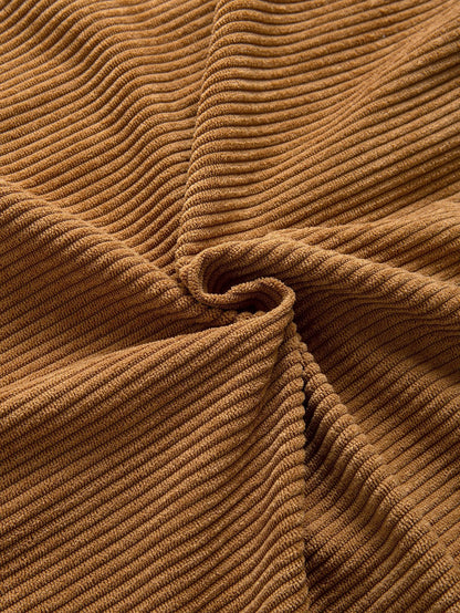 Relax Fit Colorblock Corduroy Hooded Shirt